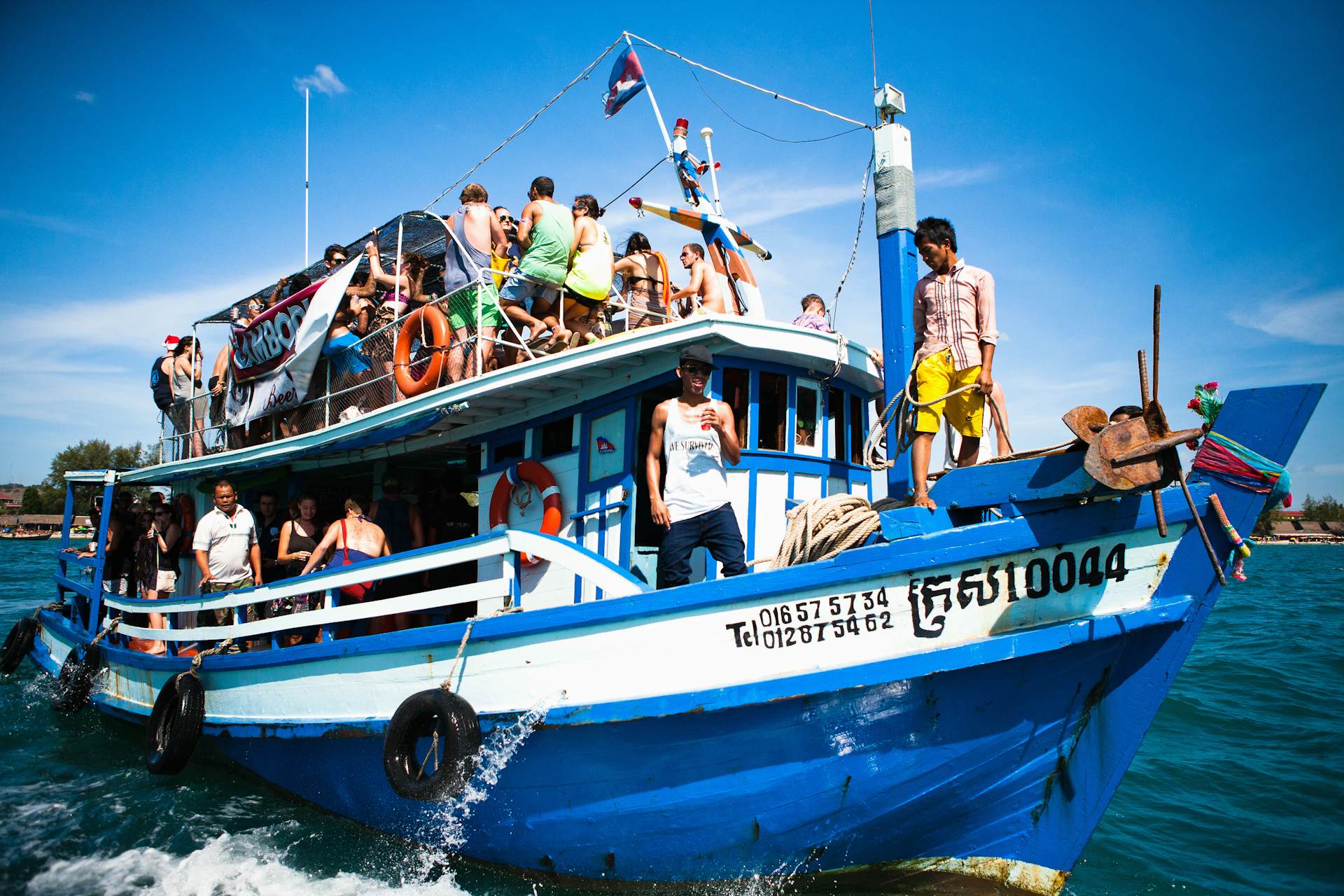 A tourist cruise boat in Sihanoukville, Cambodia